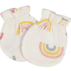8-Piece Baby Girls Golden Floral No Scratch Mittens & Caps Set