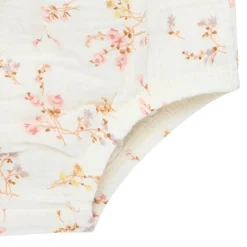 2-Piece Baby Girls Ivory Bunches Floral Puffed Sleeve Dress and Diaper Cover Set