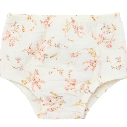 2-Piece Baby Girls Ivory Bunches Floral Puffed Sleeve Dress and Diaper Cover Set