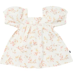 2-Piece Baby Girls Ivory Bunches Floral Puffed Sleeve Dress and Diaper Cover Set