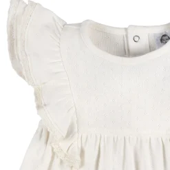 2-Piece Baby Girls Ivory Dress & Diaper Cover Set