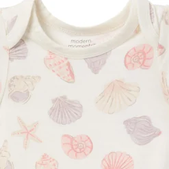 4-Piece Baby Girls Ivory Seashells Viscose Bodysuits and Pants Set