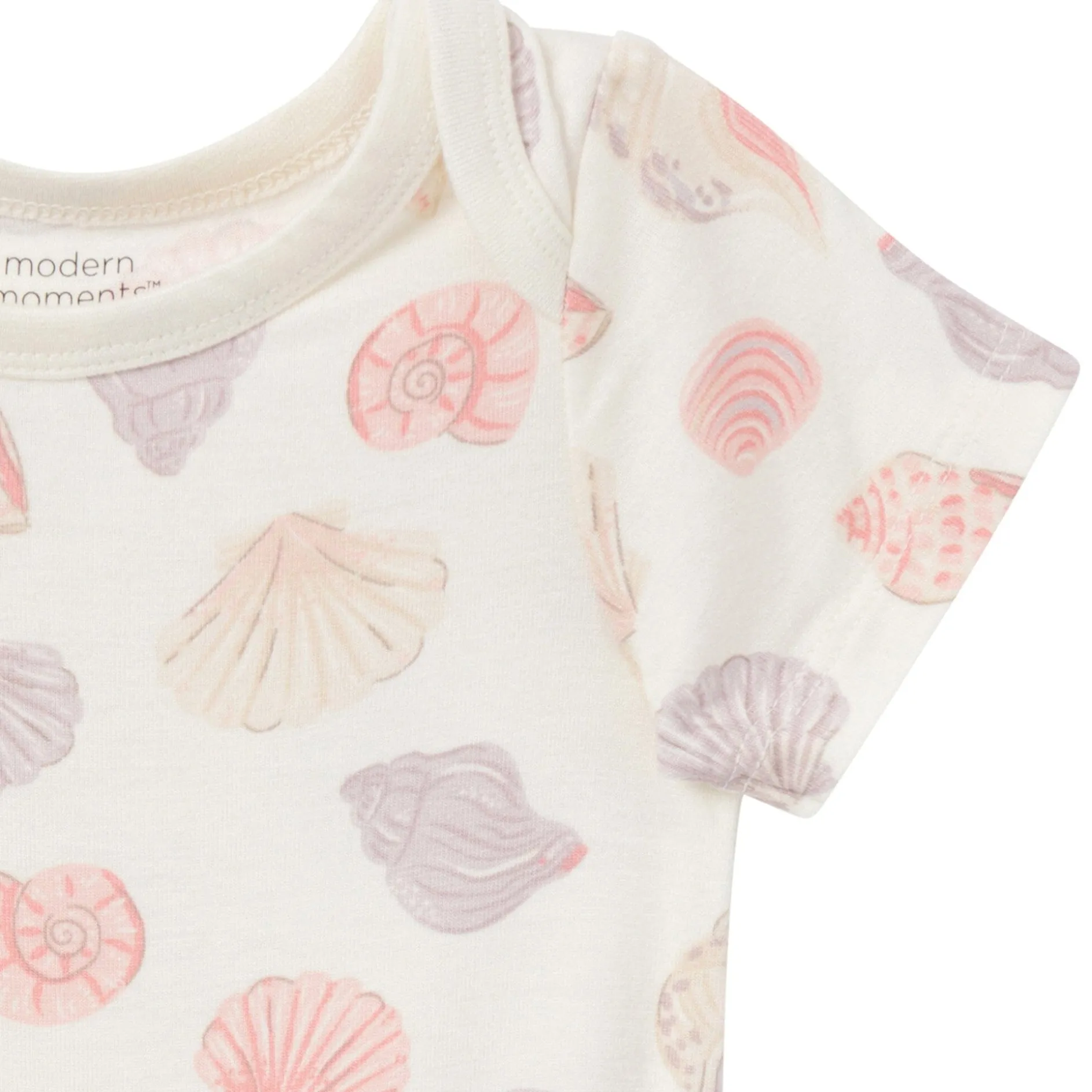4-Piece Baby Girls Ivory Seashells Viscose Bodysuits and Pants Set