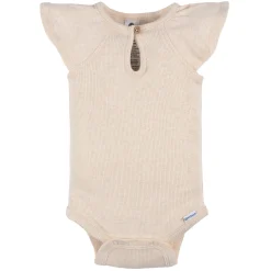 2-Piece Baby Girls Light Oatmeal Heather Bodysuit and Shorts Set