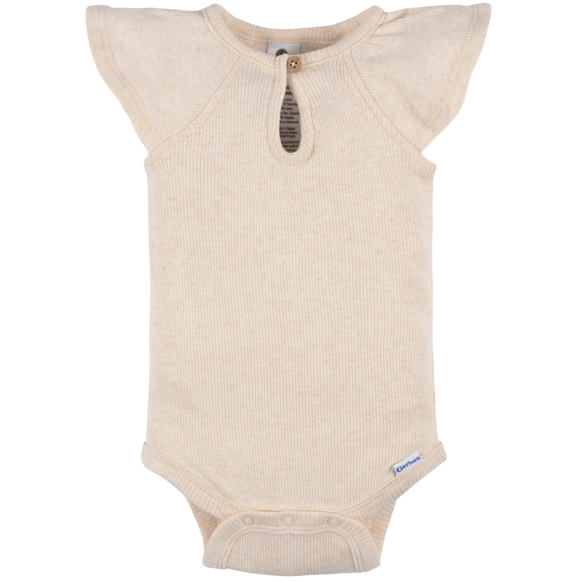 2-Piece Baby Girls Light Oatmeal Heather Bodysuit and Shorts Set