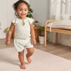 2-Piece Baby Girls Light Oatmeal Heather Bodysuit and Shorts Set
