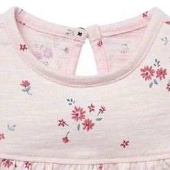 2-Piece Baby Girls Light Pink Floral Ruffled Sleeve Top & Cuffed Shorts Set