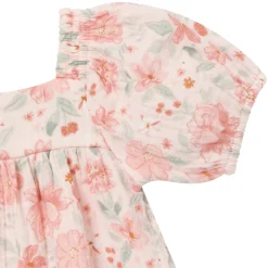2-Piece Baby Girls Light Rose Watercolor Floral Puffed Sleeve Dress and Diaper Cover