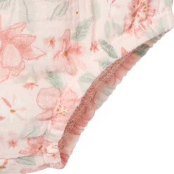 2-Piece Baby Girls Light Rose Watercolor Floral Puffed Sleeve Dress and Diaper Cover