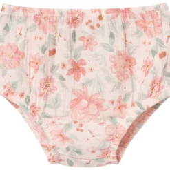 2-Piece Baby Girls Light Rose Watercolor Floral Puffed Sleeve Dress and Diaper Cover