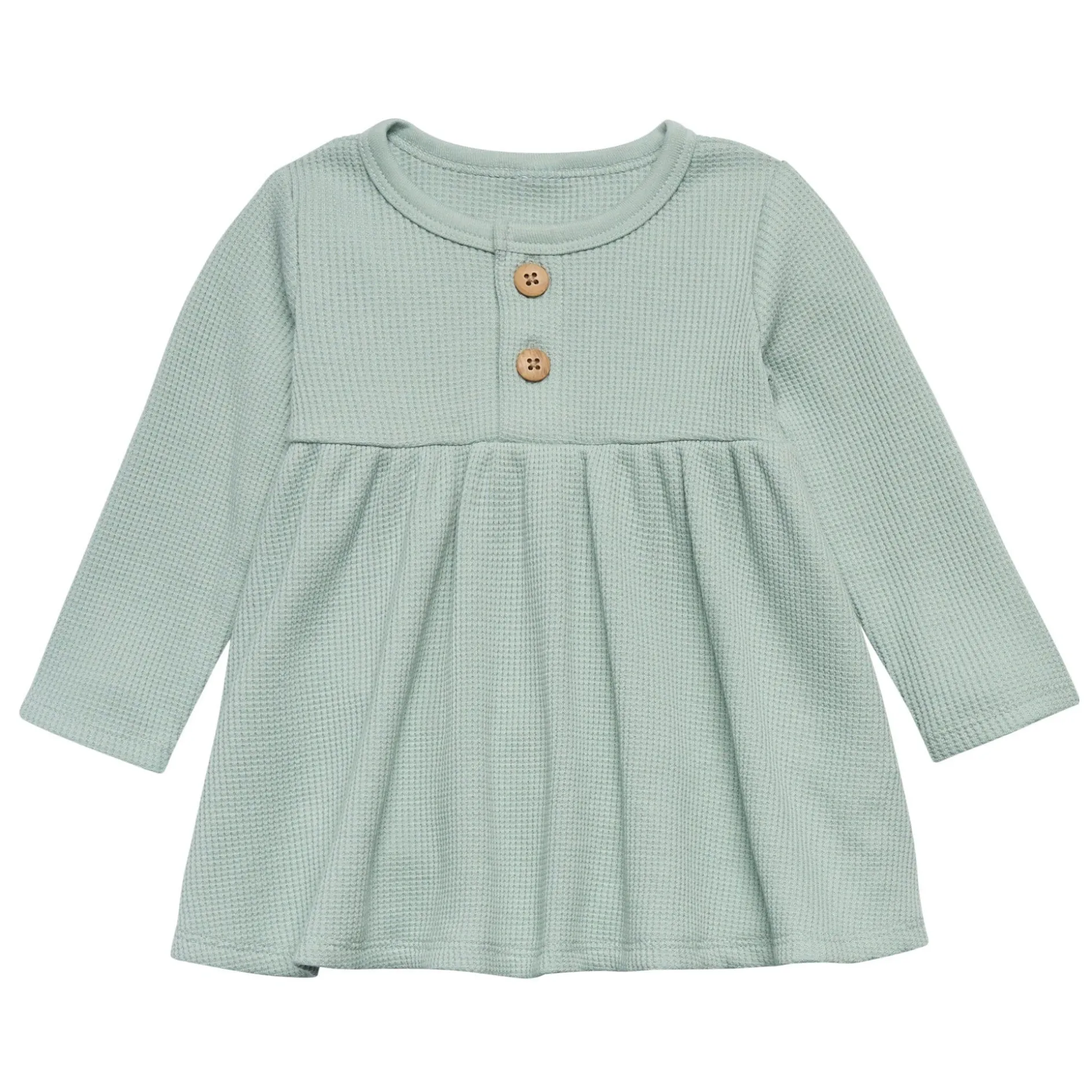 2-Piece Baby Girls Medium Sky Waffle Dress Set