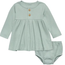2-Piece Baby Girls Medium Sky Waffle Dress Set