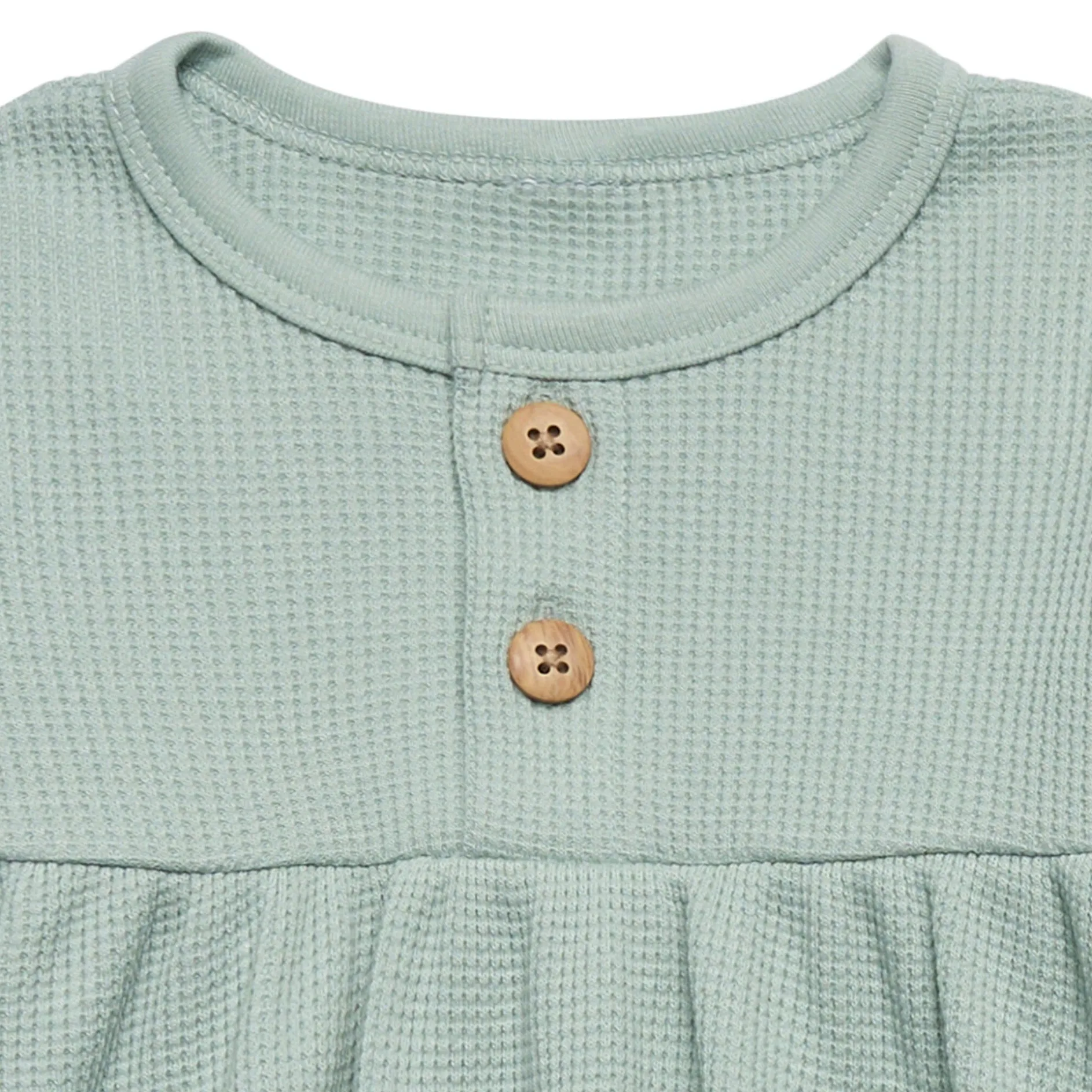 2-Piece Baby Girls Medium Sky Waffle Dress Set