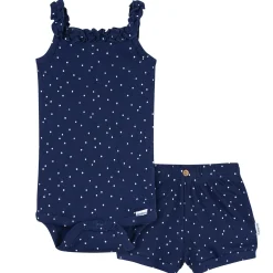 2-Piece Baby Girls Navy Dots Bodysuit & Shorts Set