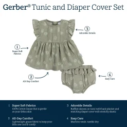 2-Piece Baby Girls Palms Tunic and Diaper Cover Set
