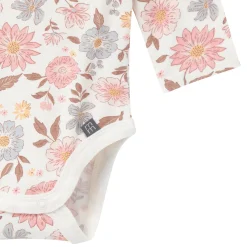 4-Piece Baby Girls Peach Floral Viscose Bodysuits and Pants Set