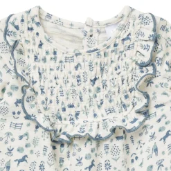 2-Piece Baby Girls Petit Blue Country Dress and Tights Set