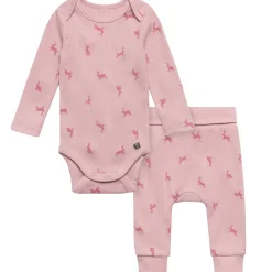 2-Piece Baby Girls Pink Bunnies Bodysuit and Pant Set