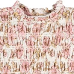 2-Piece Baby Girls Pink Floral Smocked Dress and Diaper Cover