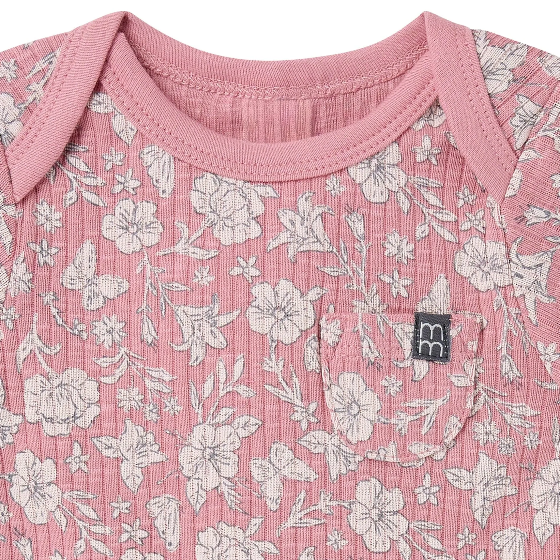 4-Piece Baby Girls Pink Flower Short Sleeve Bodysuits and Shorts Set