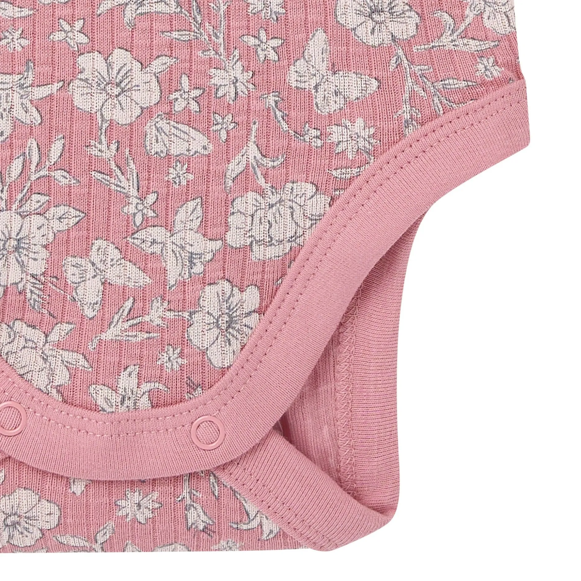 4-Piece Baby Girls Pink Flower Short Sleeve Bodysuits and Shorts Set