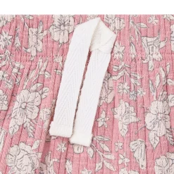 4-Piece Baby Girls Pink Flower Short Sleeve Bodysuits and Shorts Set
