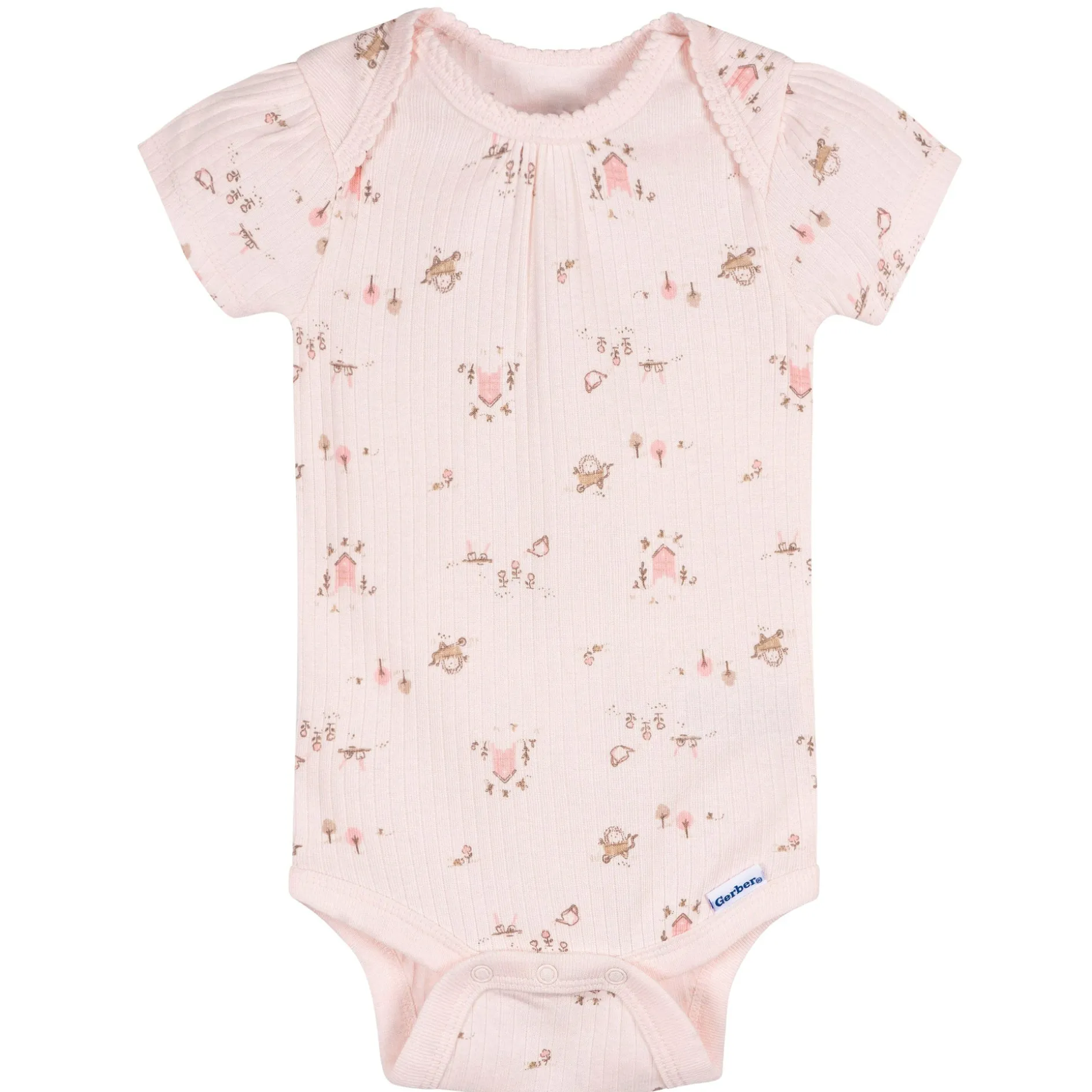 5-Piece Baby Girls Pink Garden Bodysuits & Pants Set