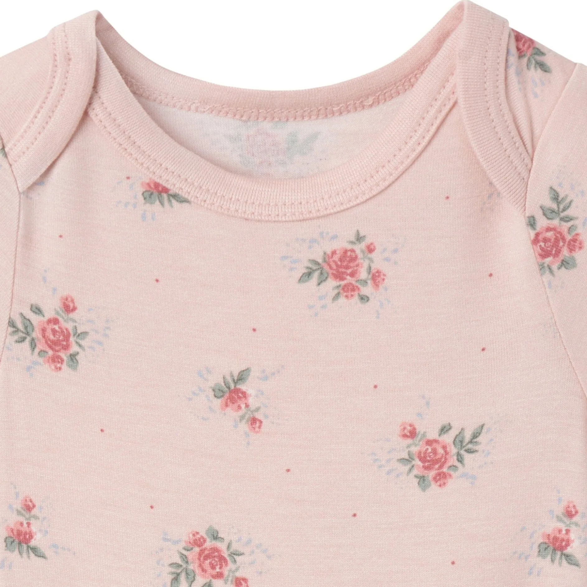 4-Piece Baby Girls Pink Roses Bodysuits and Pants Viscose Set