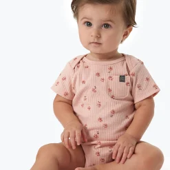 2-Piece Baby Girls Rose Flower Short Sleeve Bodysuit & Pants Set