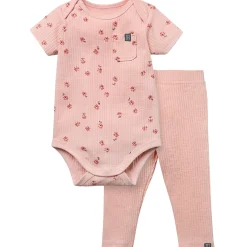 2-Piece Baby Girls Rose Flower Short Sleeve Bodysuit & Pants Set