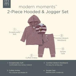2-Piece Baby Girls Rose Hooded Brushed Hacci Set