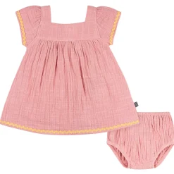 2-Piece Baby Girls Rose Pink Dress and Diaper Cover