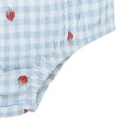 2-Piece Baby Girls Strawberry Gingham Ruffle Sleeve Dress and Diaper Cover Set