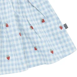 2-Piece Baby Girls Strawberry Gingham Ruffle Sleeve Dress and Diaper Cover Set
