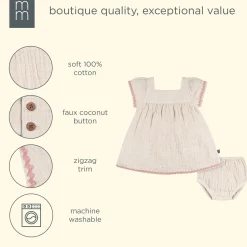 2-Piece Baby Girls Warm Grey Dress and Diaper Cover