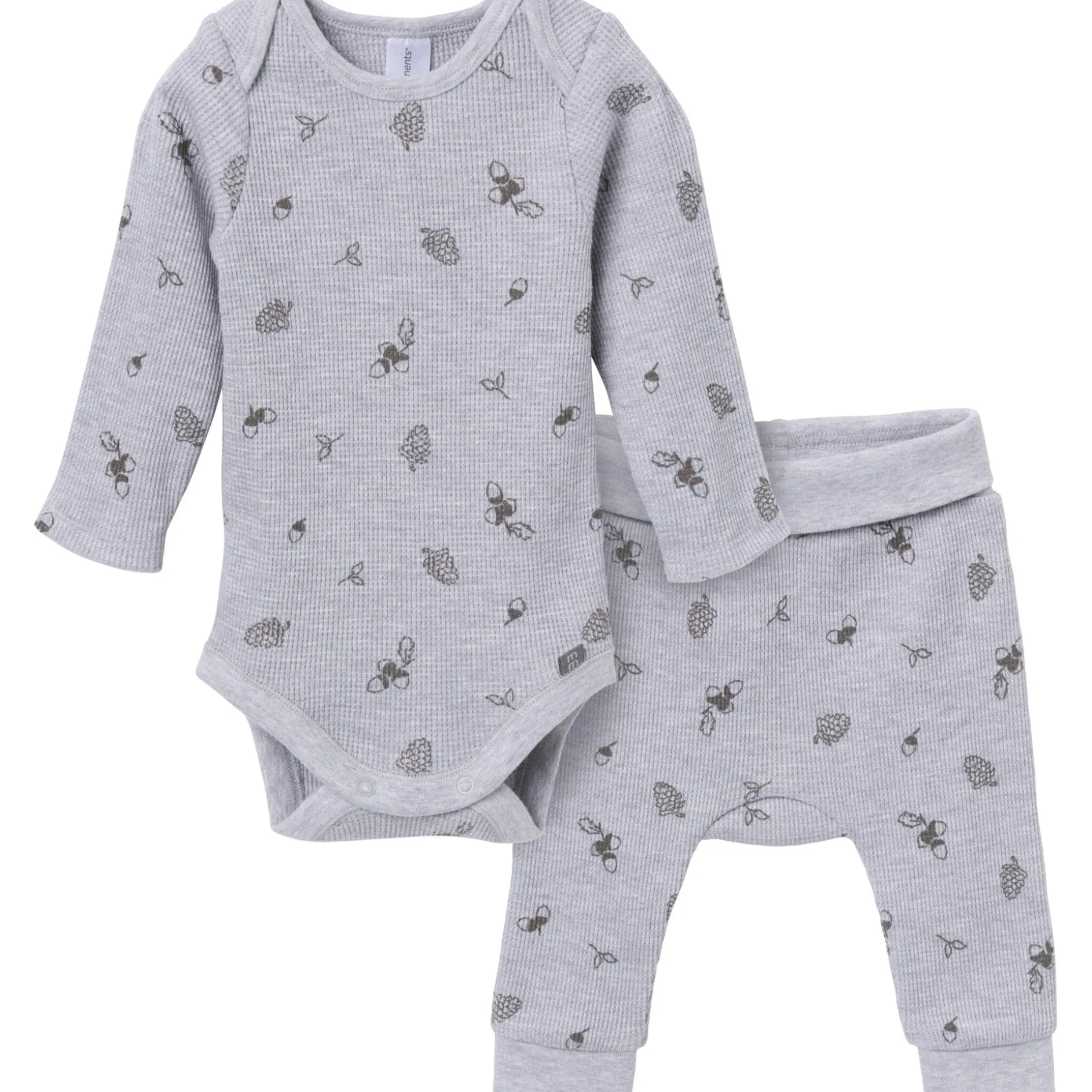 2-Piece Baby Neutral Acorn Grey Heather Bodysuit and Pant Set