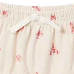 4-Piece Baby Neutral Beige Lobster Short Sleeve Bodysuits and Shorts Set