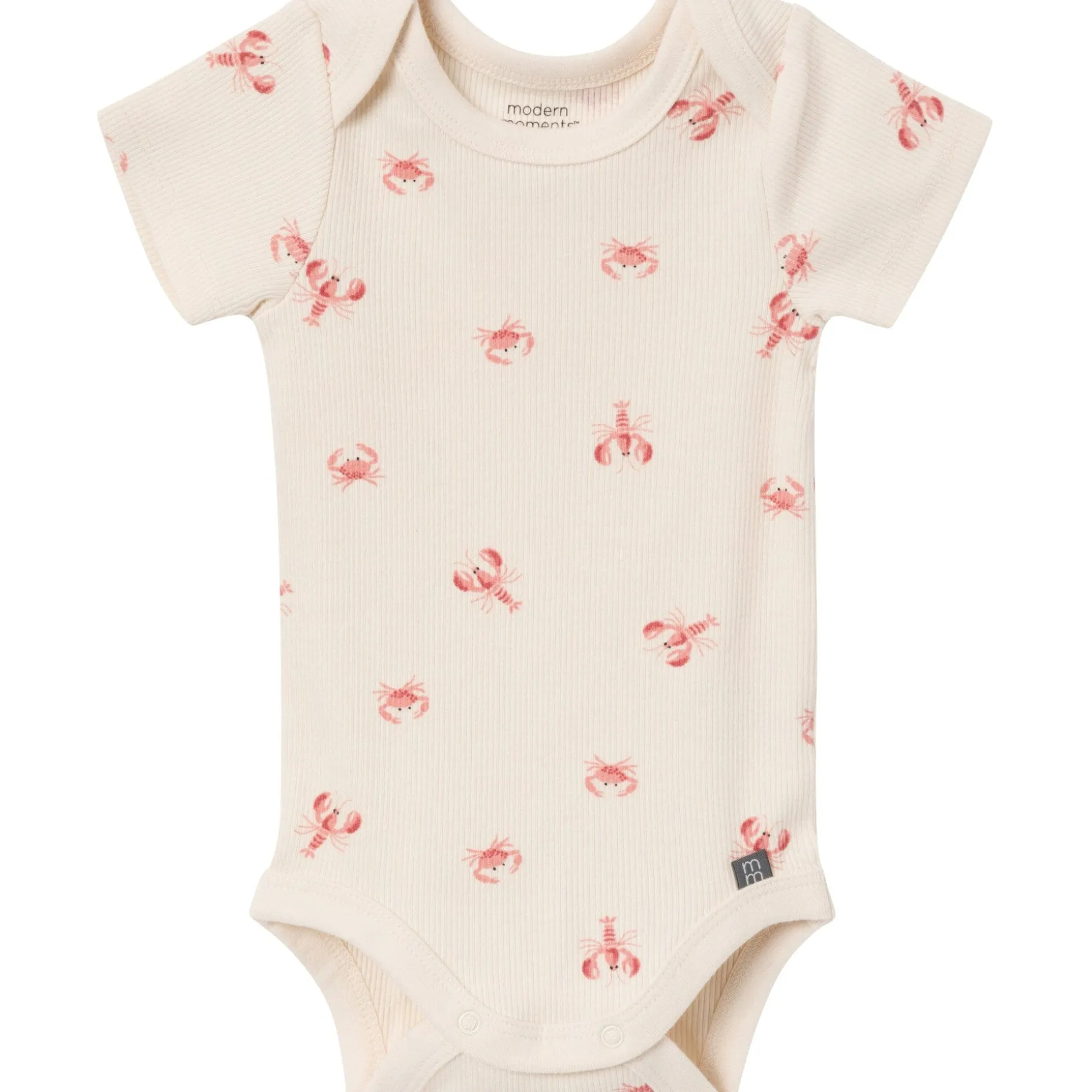 4-Piece Baby Neutral Beige Lobster Short Sleeve Bodysuits and Shorts Set