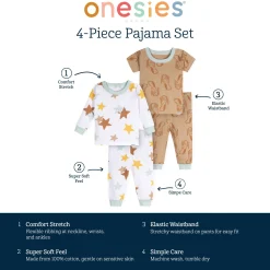4-Piece Baby Neutral Dogs Pajamas Sets