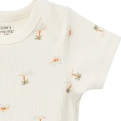 4-Piece Baby Neutral Ivory Mini Island Short Sleeve Bodysuits and Shorts Set