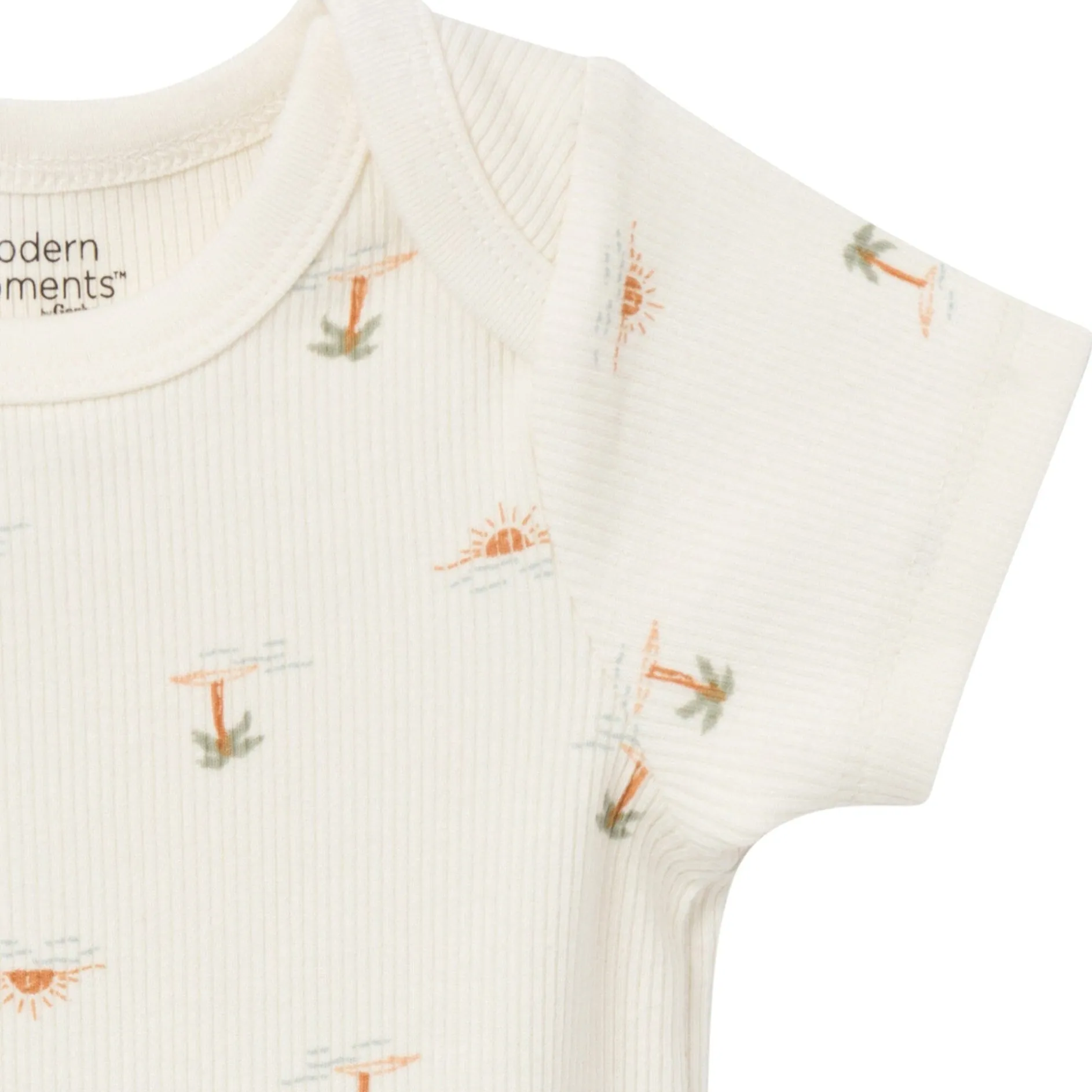 4-Piece Baby Neutral Ivory Mini Island Short Sleeve Bodysuits and Shorts Set