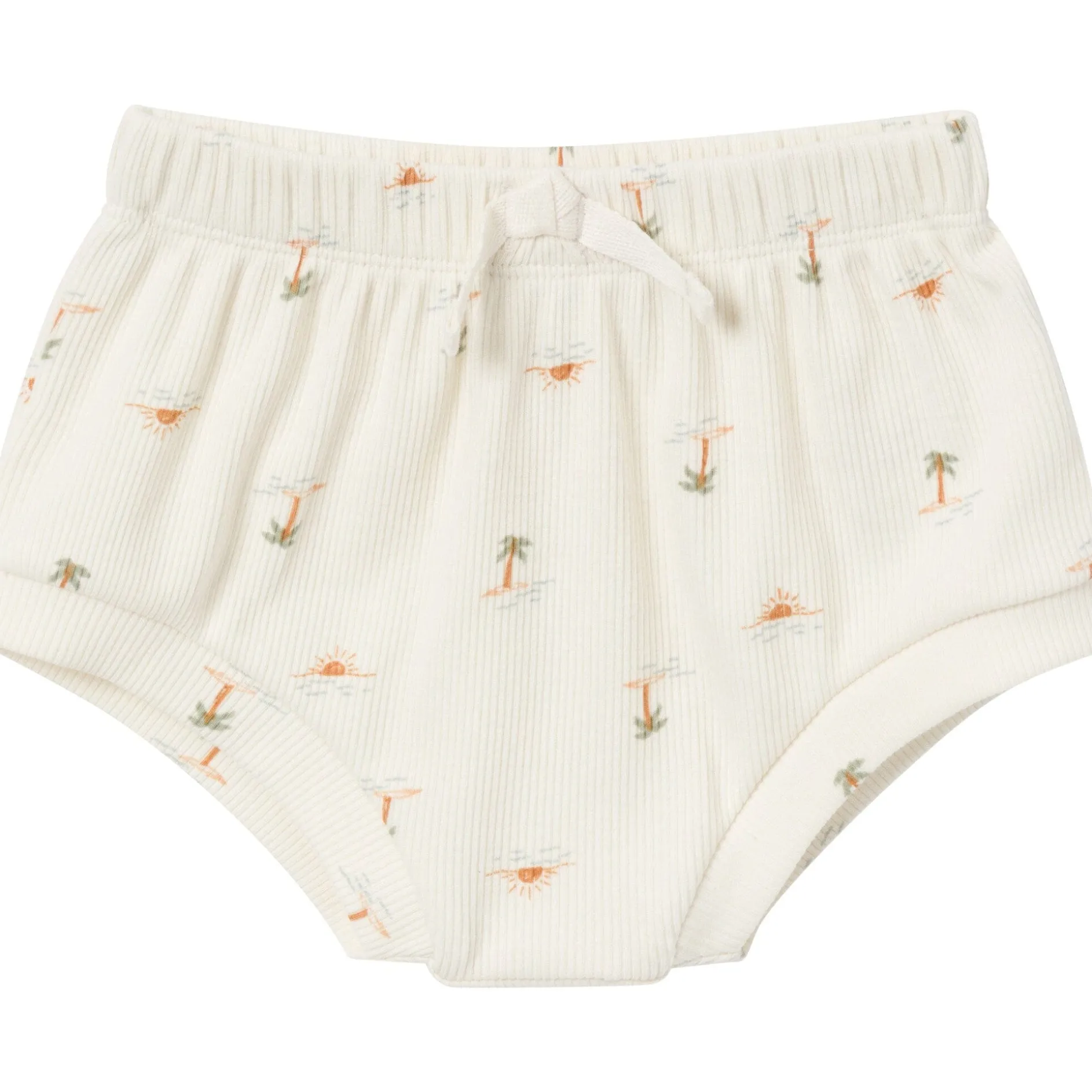 4-Piece Baby Neutral Ivory Mini Island Short Sleeve Bodysuits and Shorts Set