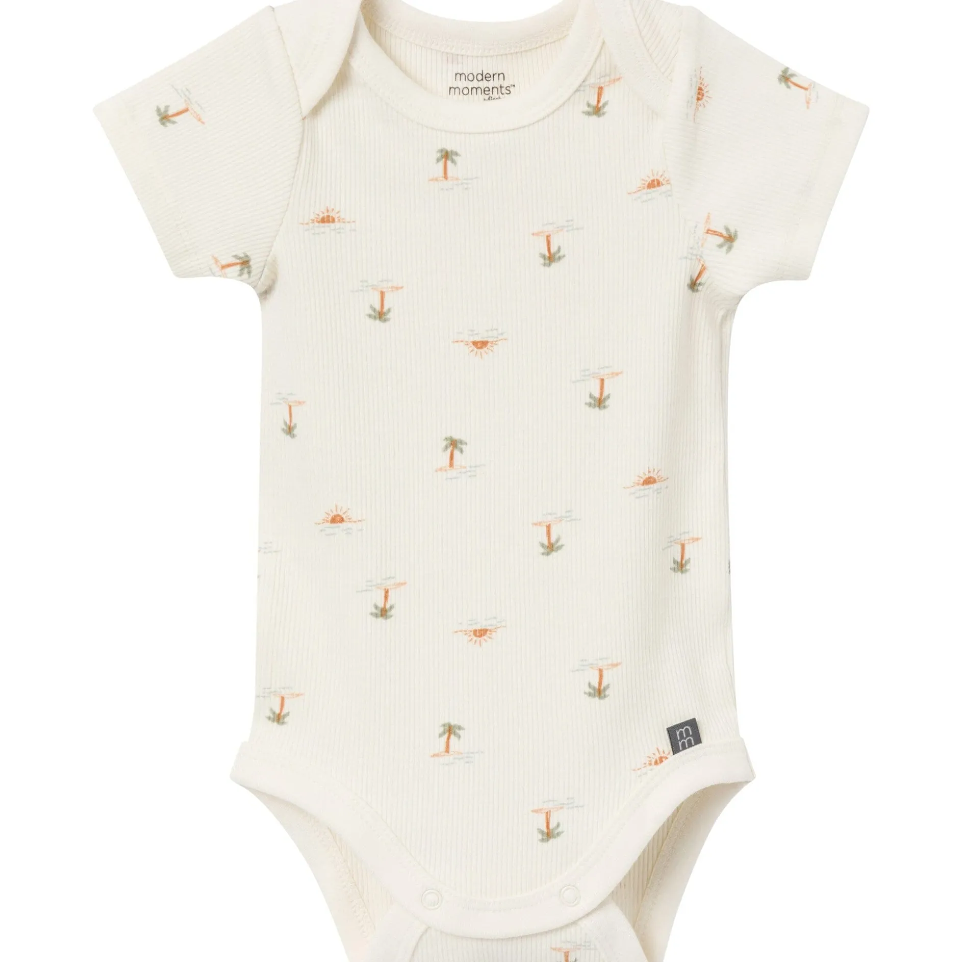 4-Piece Baby Neutral Ivory Mini Island Short Sleeve Bodysuits and Shorts Set