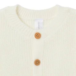 2-Piece Baby Neutral Ivory Sweater Romper & Hat Set