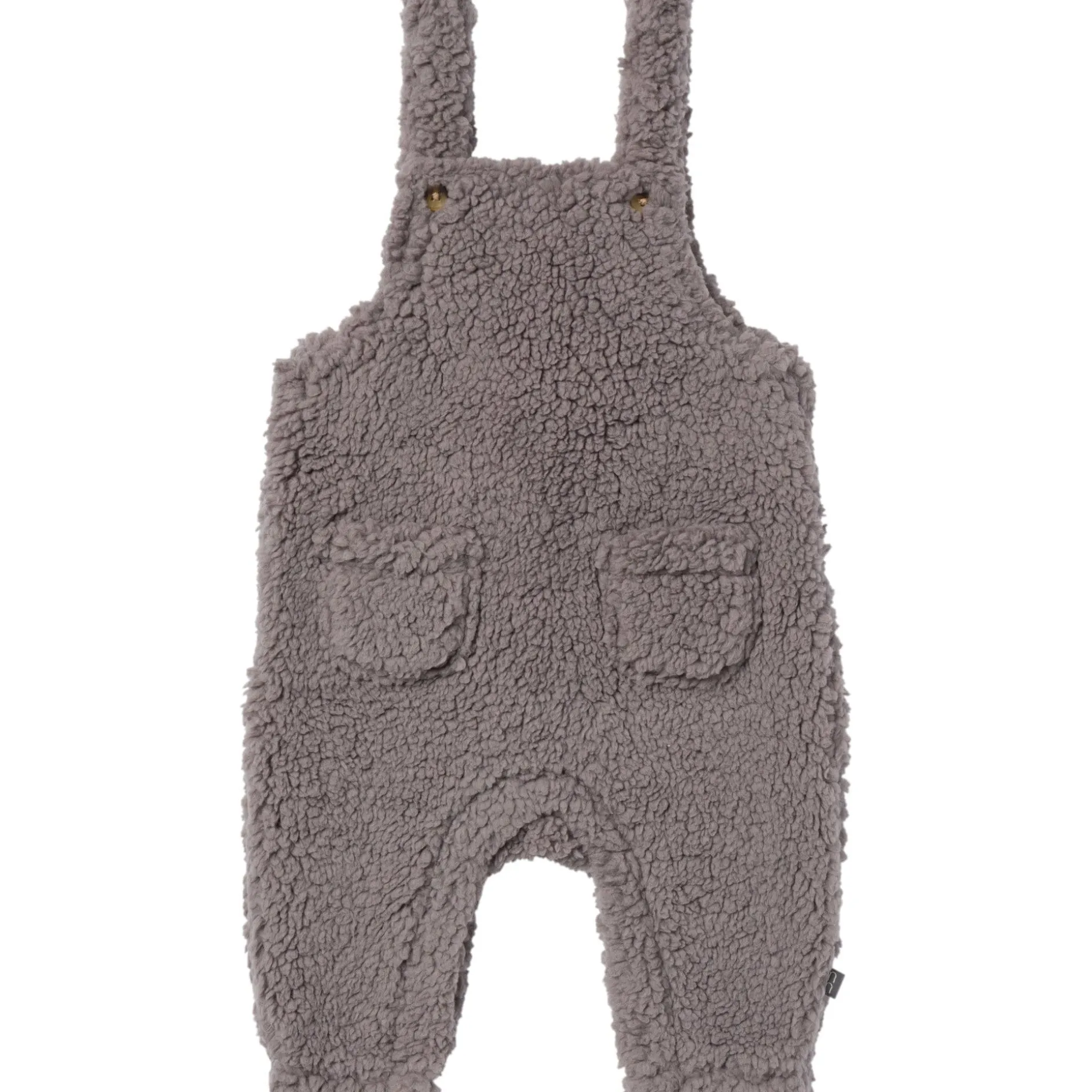 2-Piece Baby Neutral Medium Gray Microplush Overalls