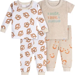 4-Piece Baby Neutral Pretzels Pajamas Sets