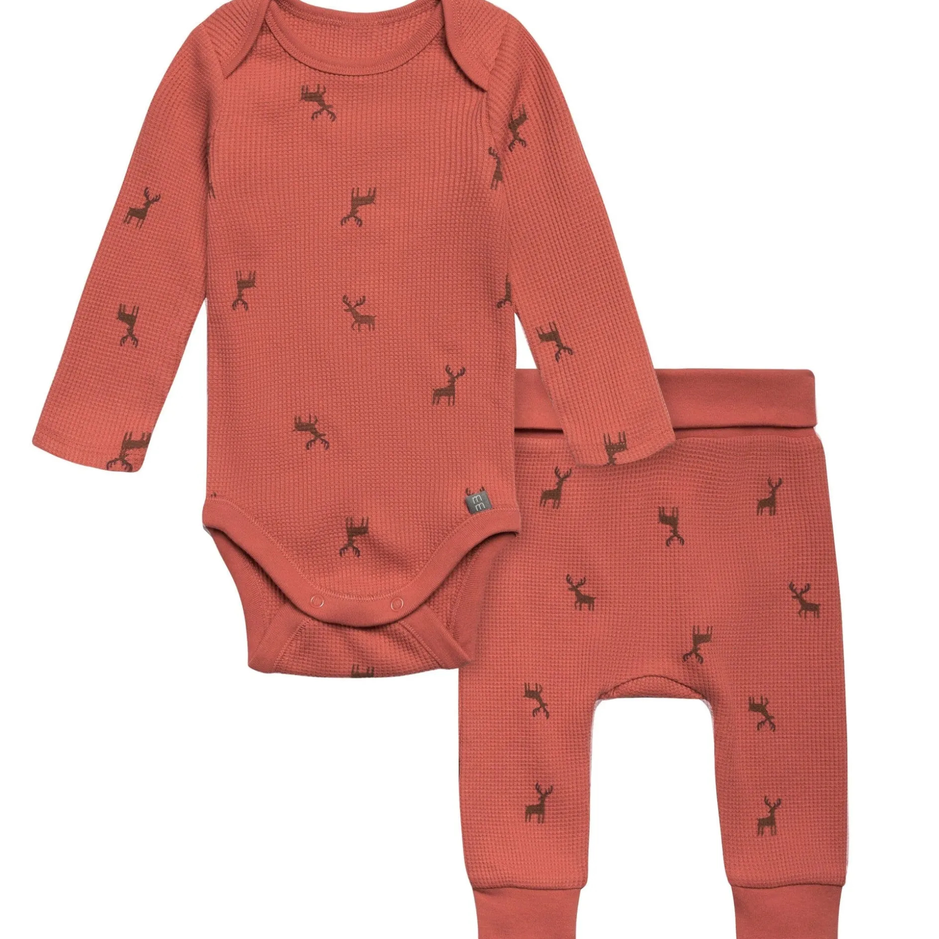 2-Piece Baby Neutral Red Moose Bodysuit and Pant Set
