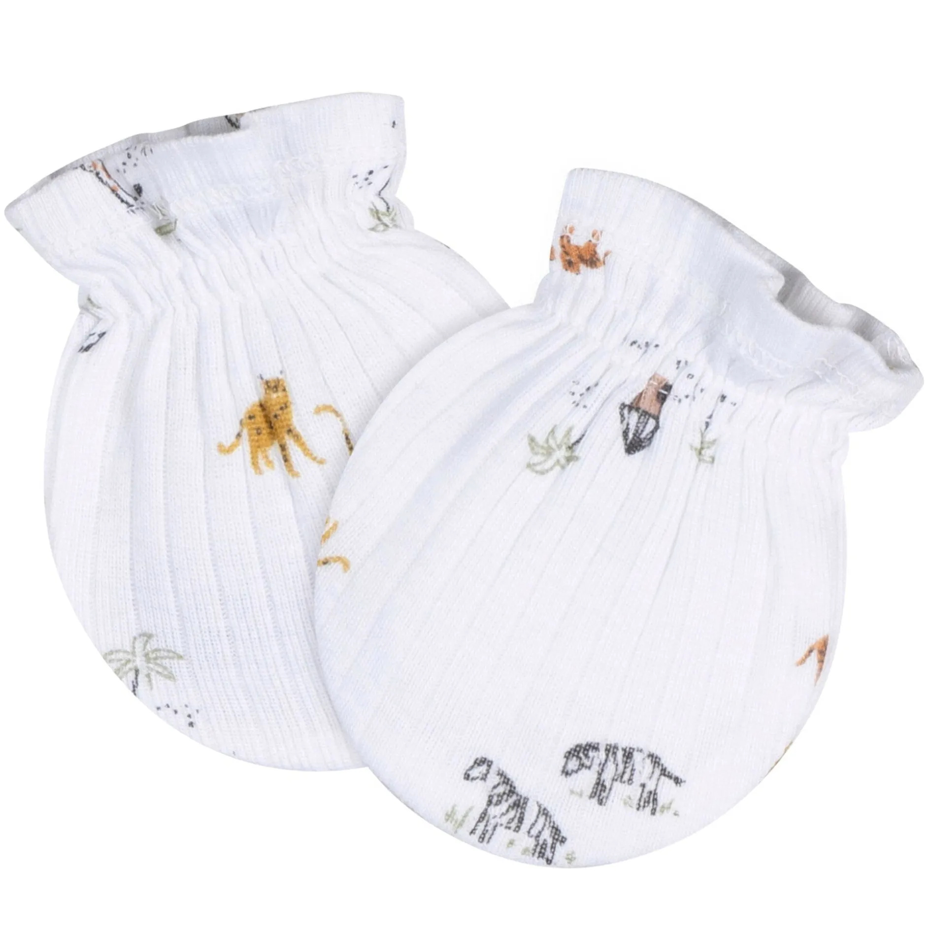4-Piece Baby Neutral Safari Cap and Mitten Set
