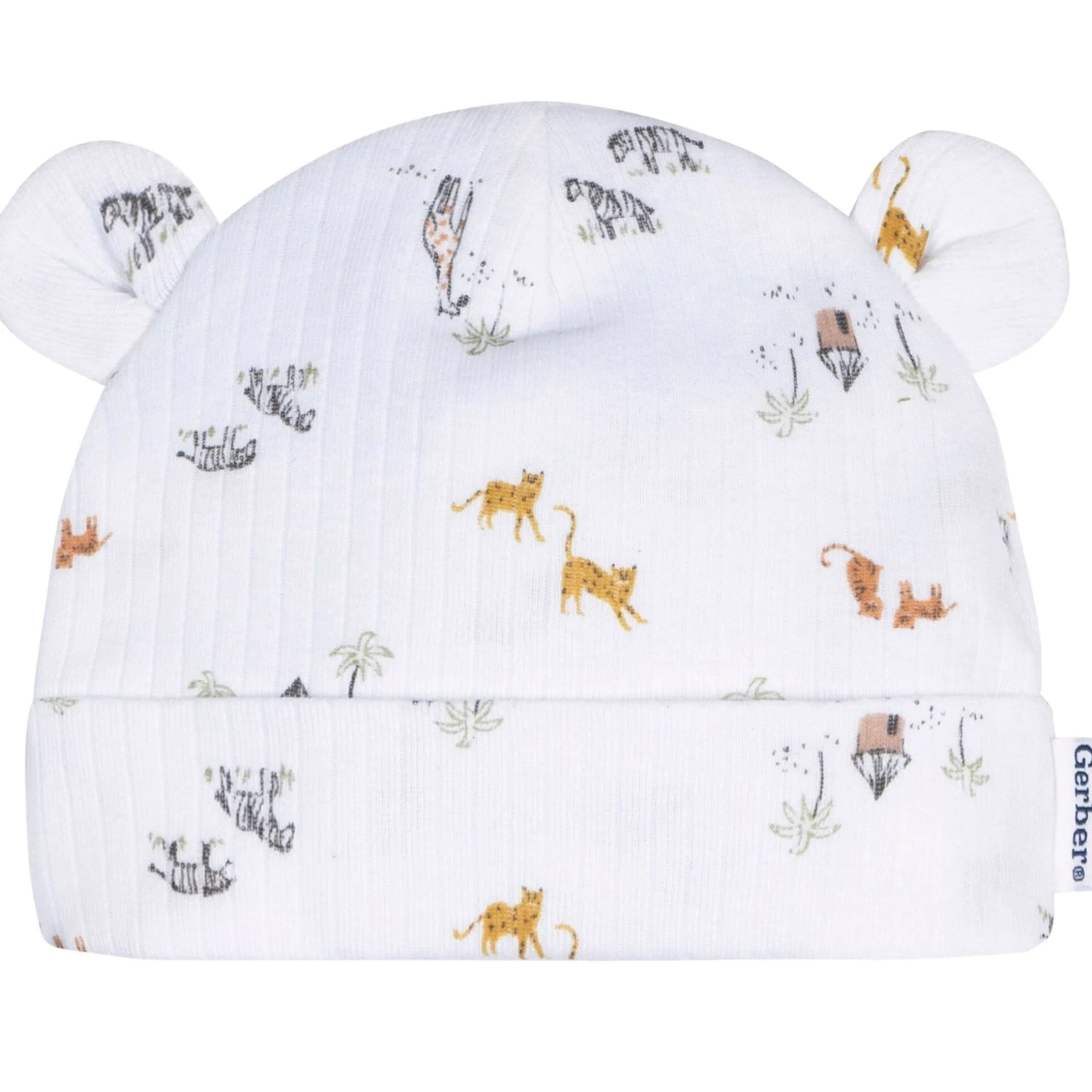 4-Piece Baby Neutral Safari Cap and Mitten Set