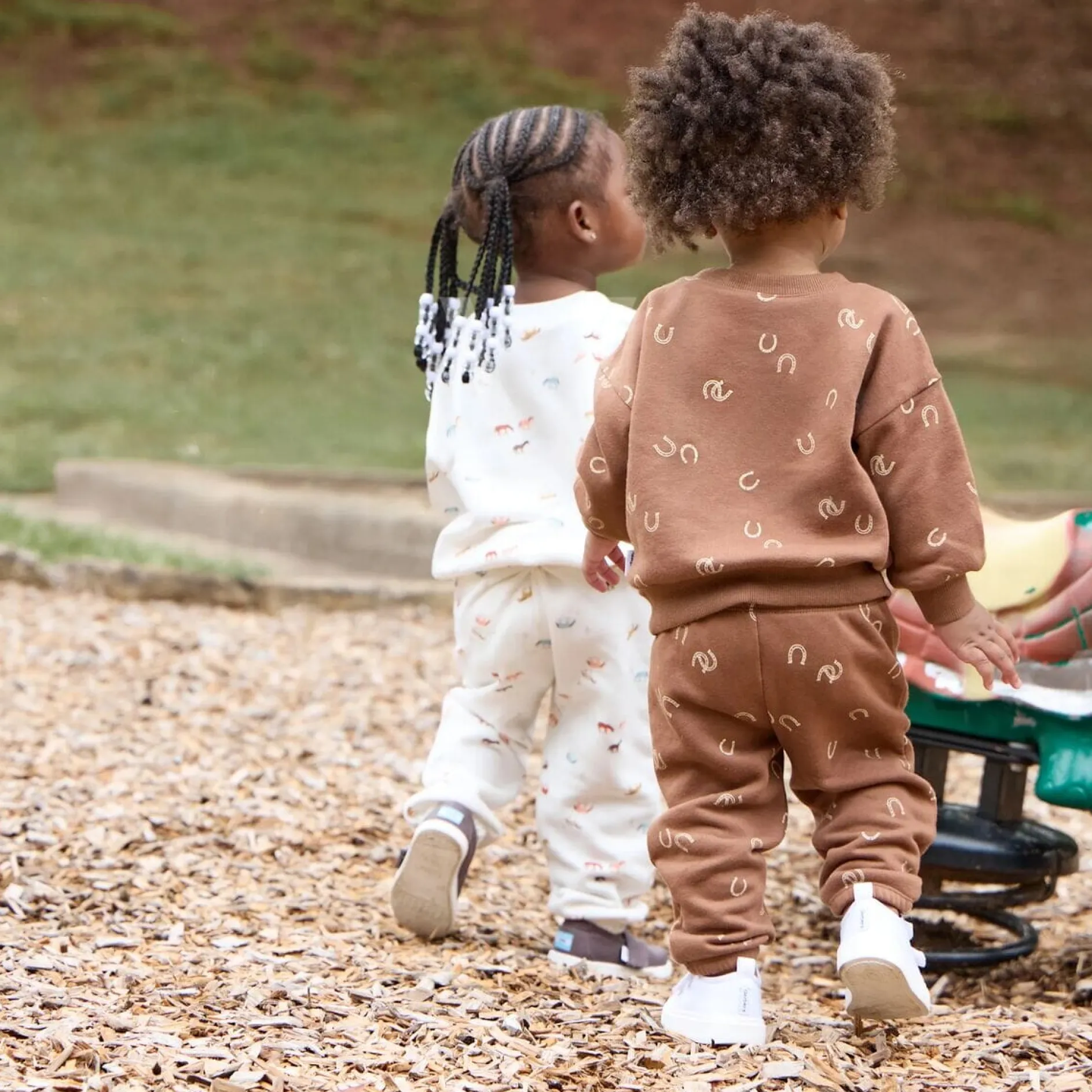 2-Piece Baby & Toddler Boys Brown Horseshoe Sweatshirt & Pant Set